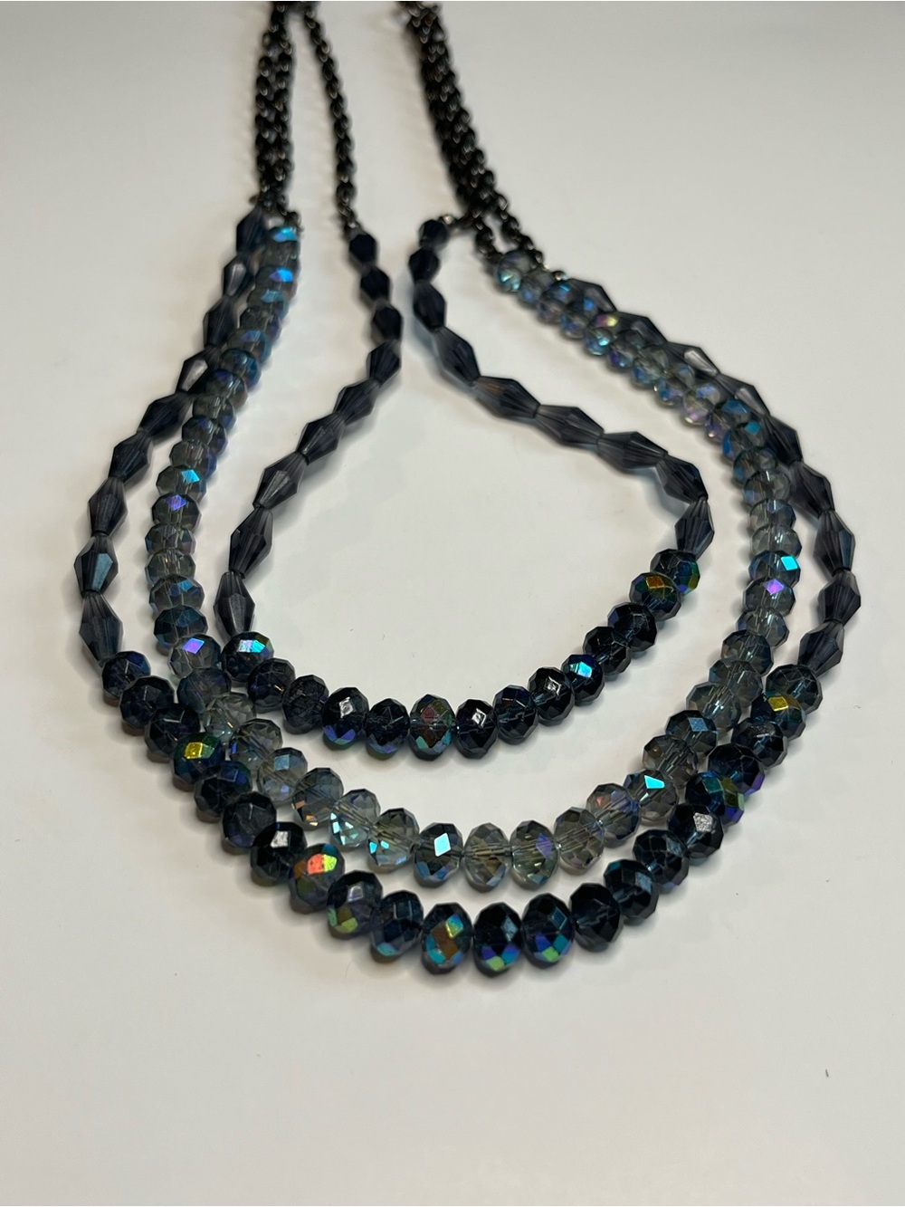 Premier Designs Multistrand Iridescent Black Beaded Necklace -